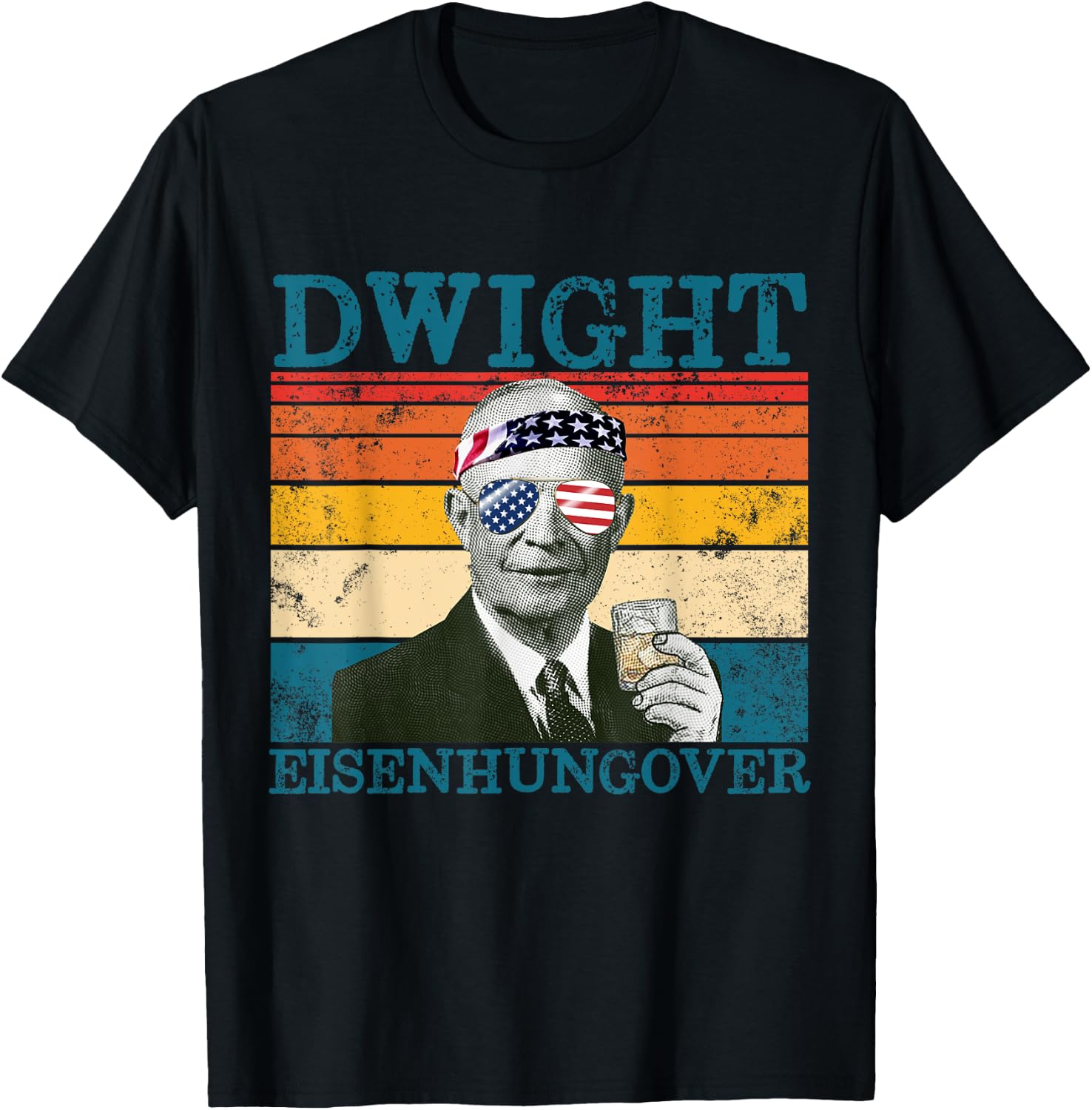 Dwight Eisenhungover Retro Drinking President Eisenhower T-Shirt - T-Shirt | Black