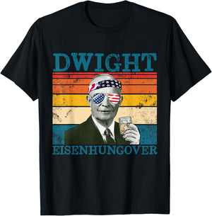 Dwight Eisenhungover Retro Drinking President Eisenhower T-Shirt - T-Shirt | Black