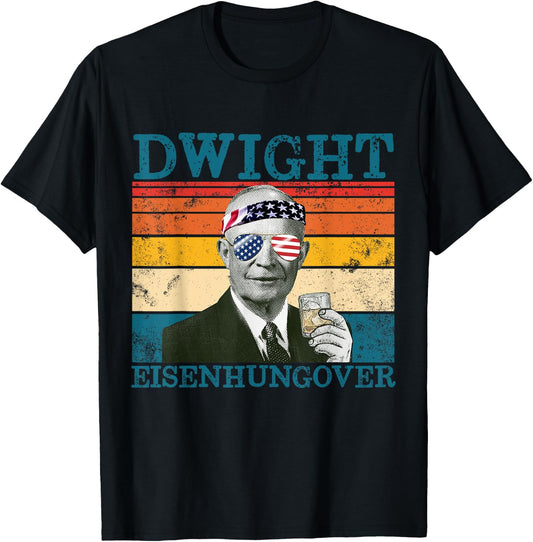 Dwight Eisenhungover Retro Drinking President Eisenhower T-Shirt - T-Shirt | Black
