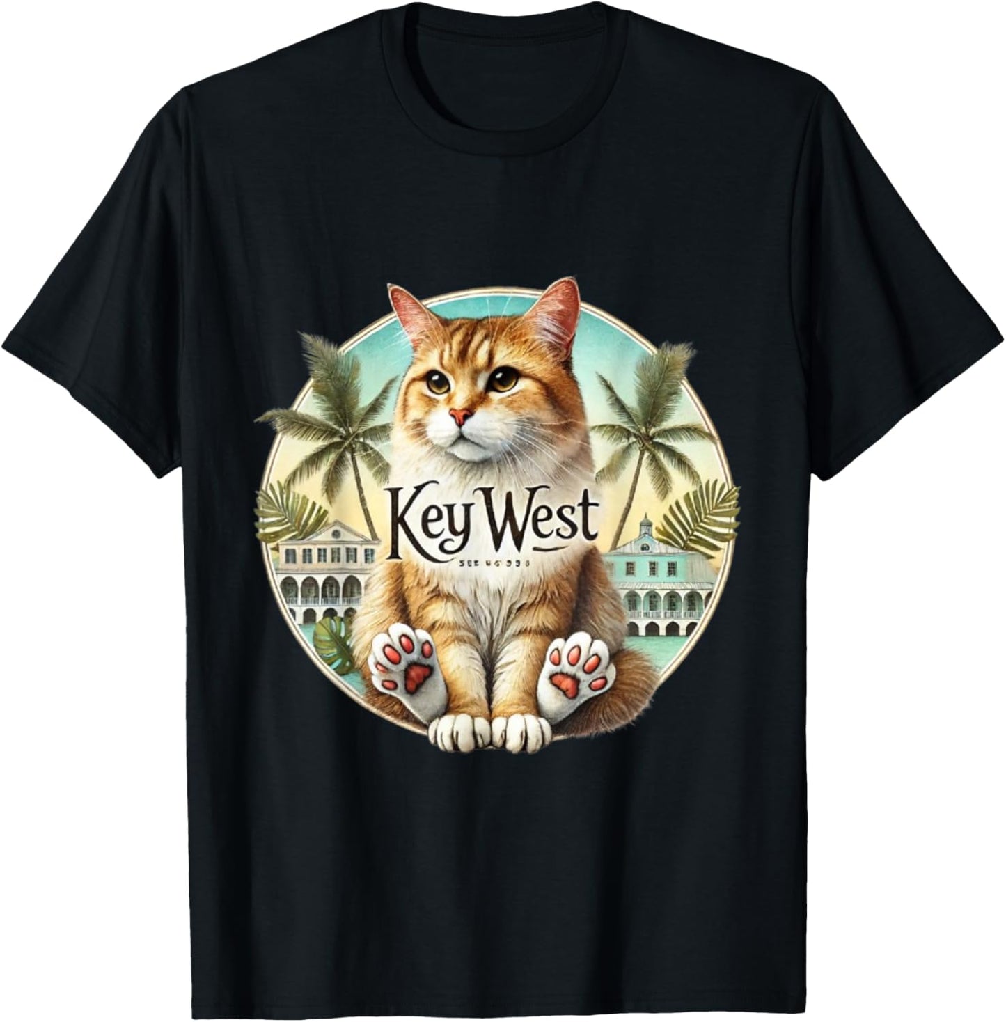 Key West Hemingway Cat 6 Toes Polydactyl T-Shirt - T-Shirt | Black