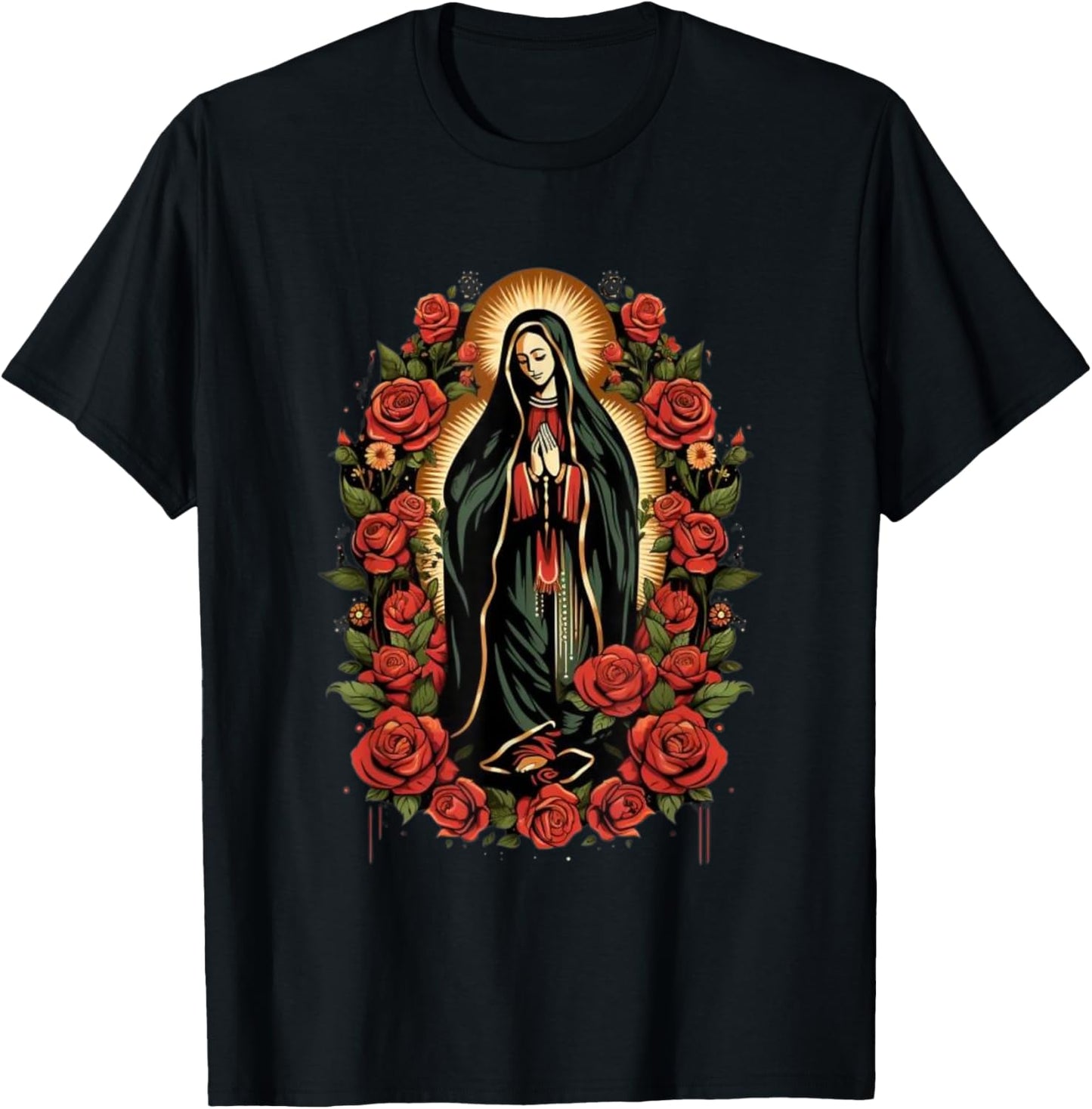 Our Lady De Guadalupe Shirt Men Women Roses T-Shirt - T-Shirt | Black