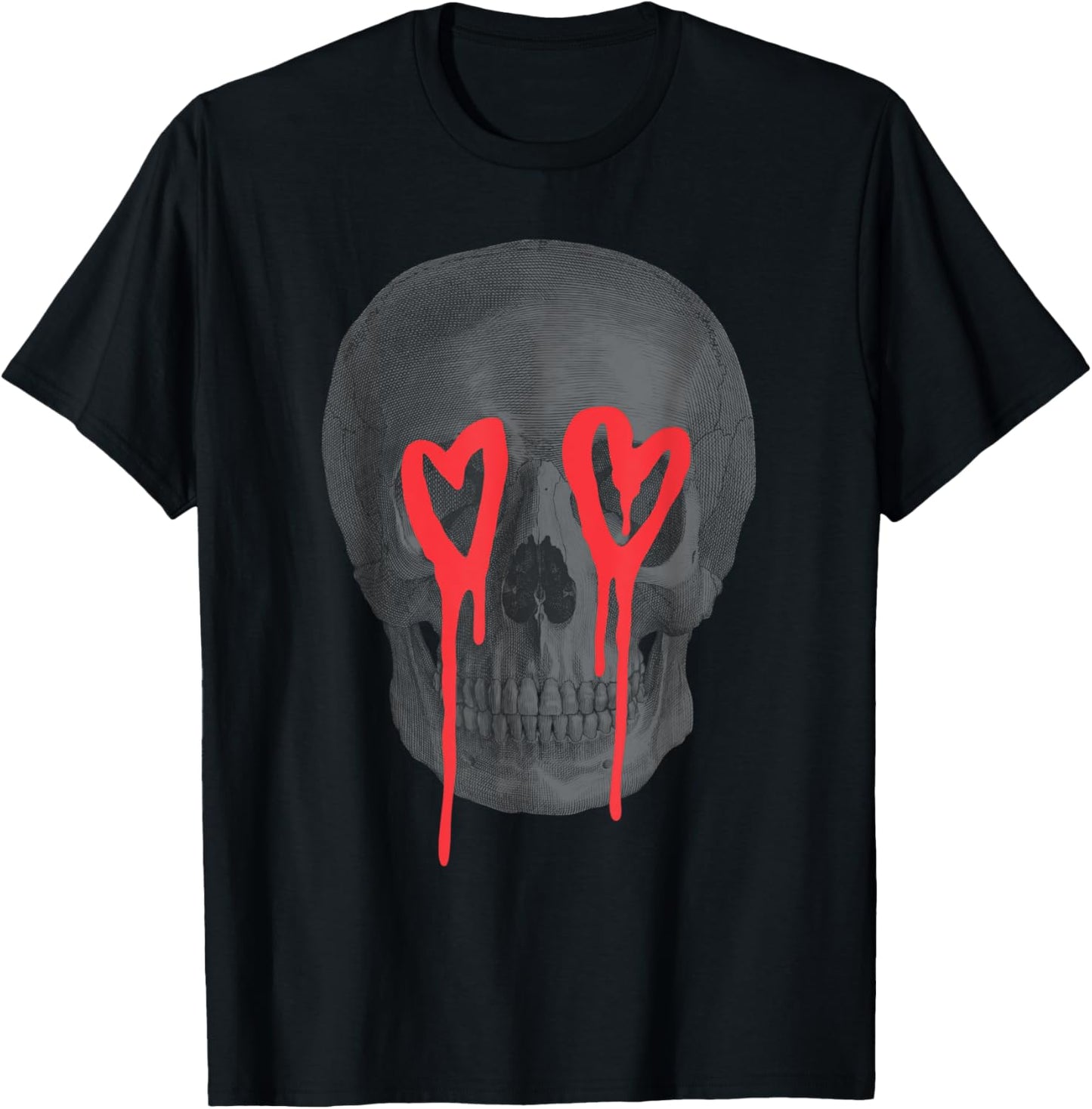 Graffiti Heart Skull Edgy Cool Valentine's Day Graphic T-Shirt - T-Shirt | Black