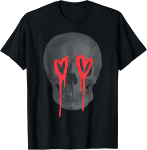 Graffiti Heart Skull Edgy Cool Valentine's Day Graphic T-Shirt - T-Shirt | Black