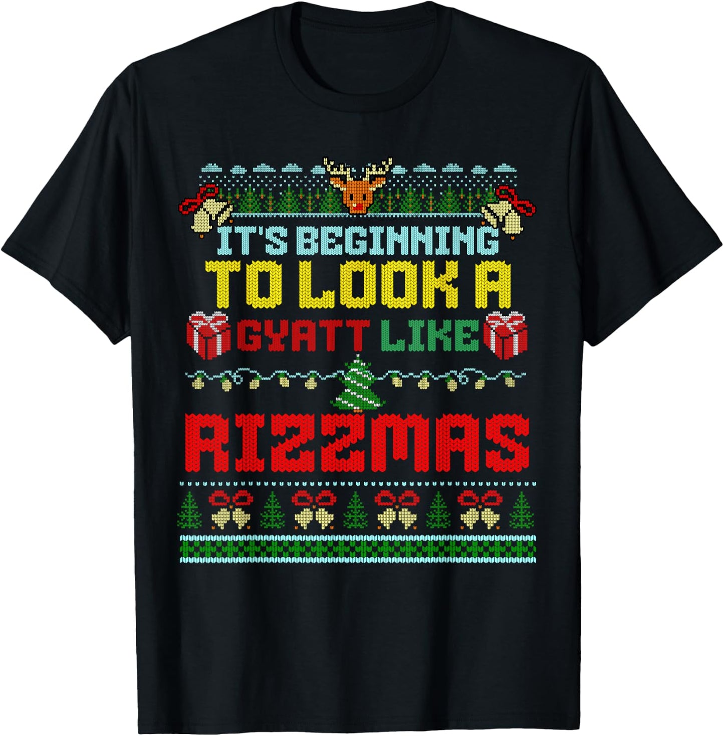 It's Beginning To Look A Gyatt Like Rizzmas Brainrot Xmas T-Shirt - T-Shirt | Black