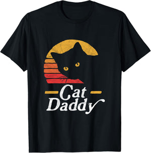 Cat Daddy Vintage Eighties Style Cat Retro Distressed T-Shirt - T-Shirt | Black
