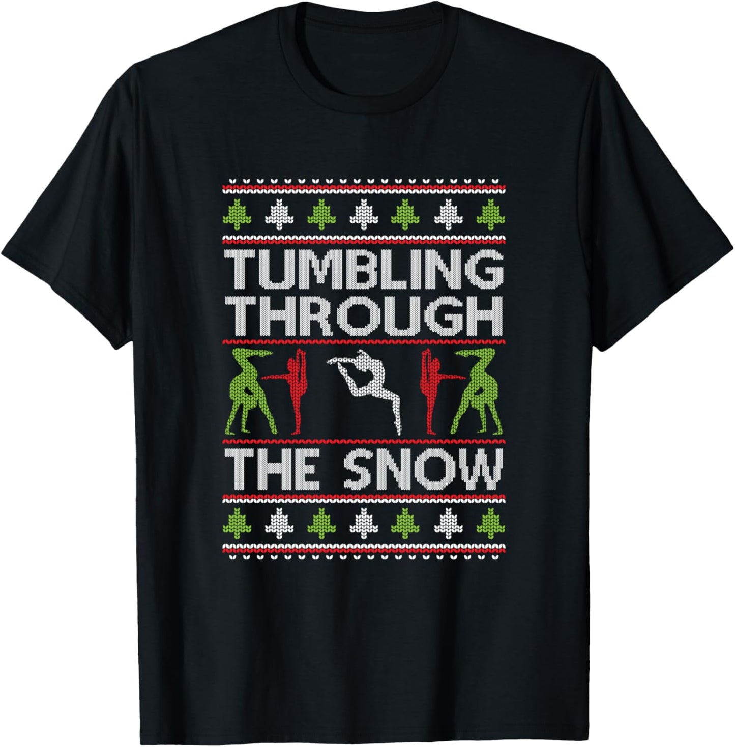Handstand Santa Gymnastics Merry Flippin Christmas Gymnast T-Shirt - T-Shirt | Black
