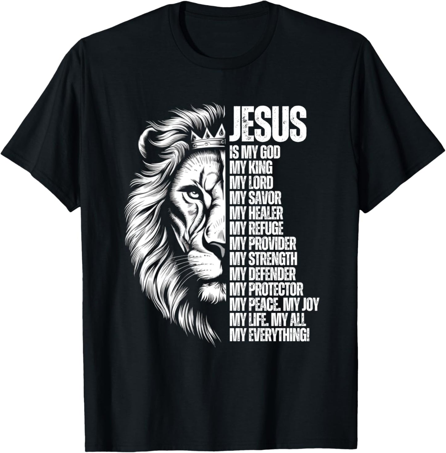 Jesus is My God Christian Bible Verse Lion Lord Savior T-Shirt - T-Shirt | Black