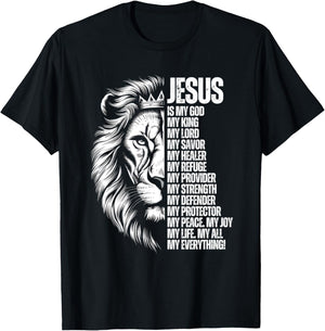 Jesus is My God Christian Bible Verse Lion Lord Savior T-Shirt - T-Shirt | Black