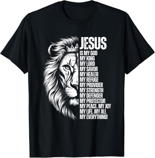 Jesus is My God Christian Bible Verse Lion Lord Savior T-Shirt - T-Shirt | Black