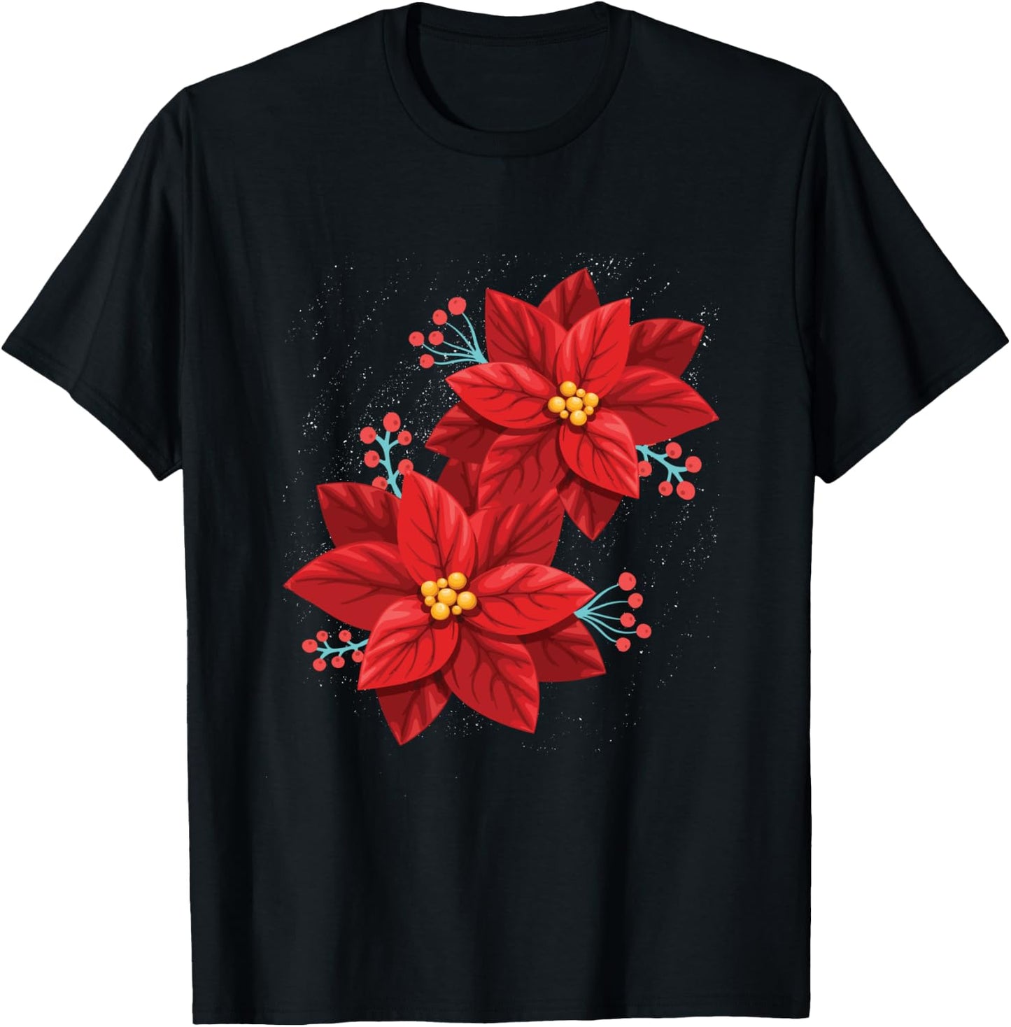 Red Poinsettia - Merry Christmas Flower - Happy Xmas Gift T-Shirt - T-Shirt | Black