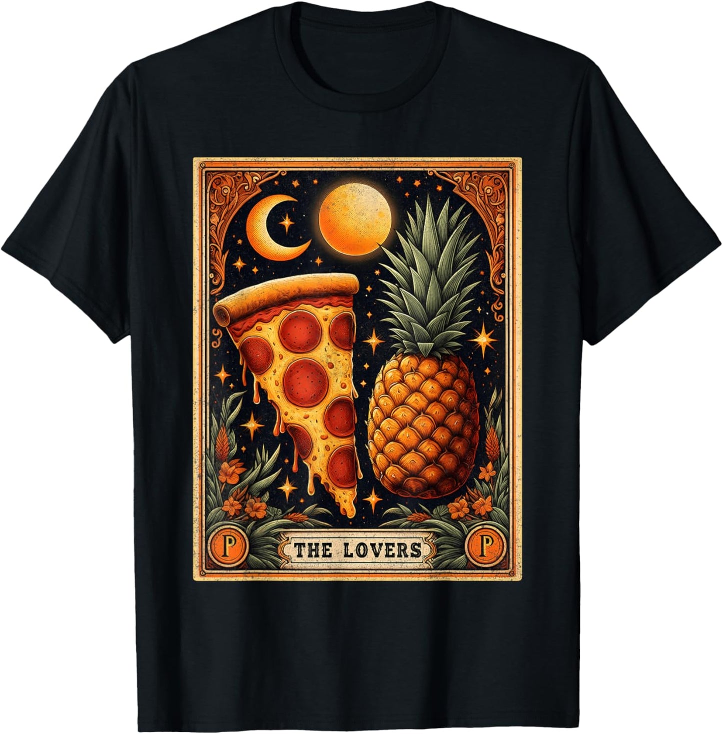 The Lovers Tarot Card Shirt Hawaiian Pineapple Pizza Lover T-Shirt - T-Shirt | Black