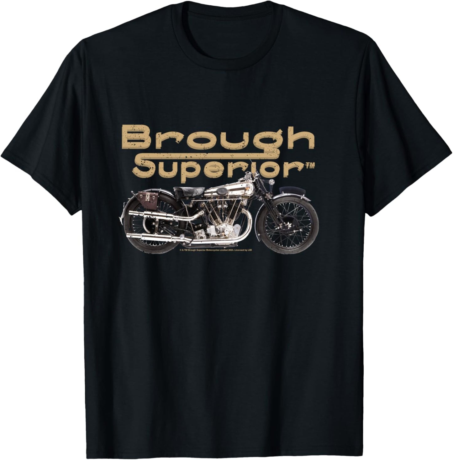 Brough Superior Logo with motorcycle photo T-Shirt - T-Shirt | Black