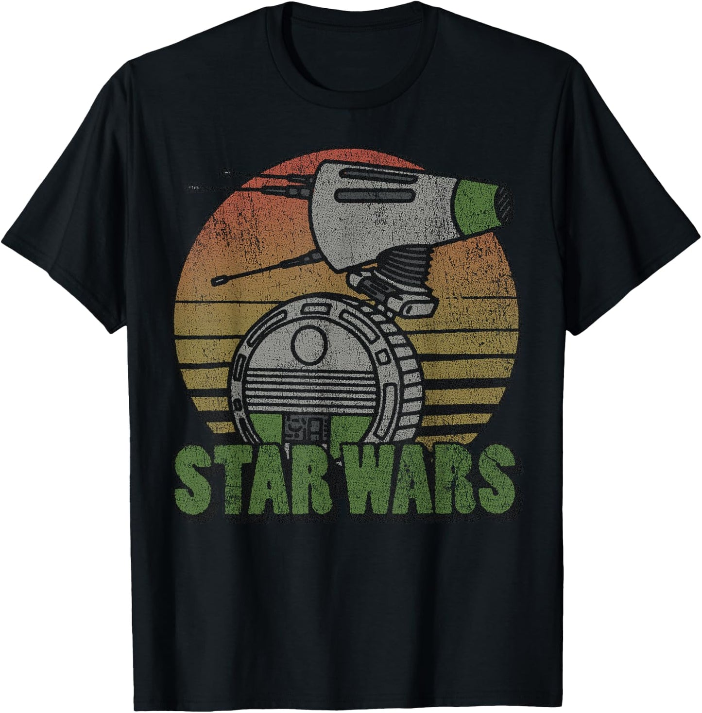 Star Wars The Rise of Skywalker D-0 Distressed Retro T-Shirt - T-Shirt | Black