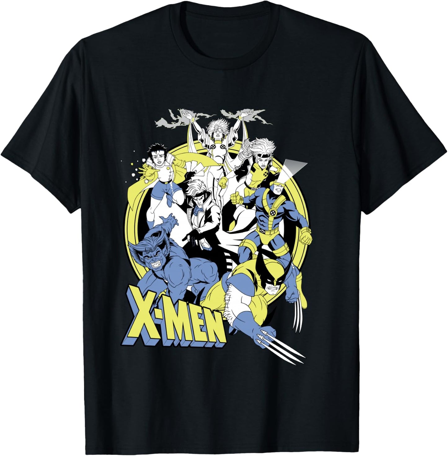 Marvel X-Men Retro Action Group Shot Logo T-Shirt - T-Shirt | Black