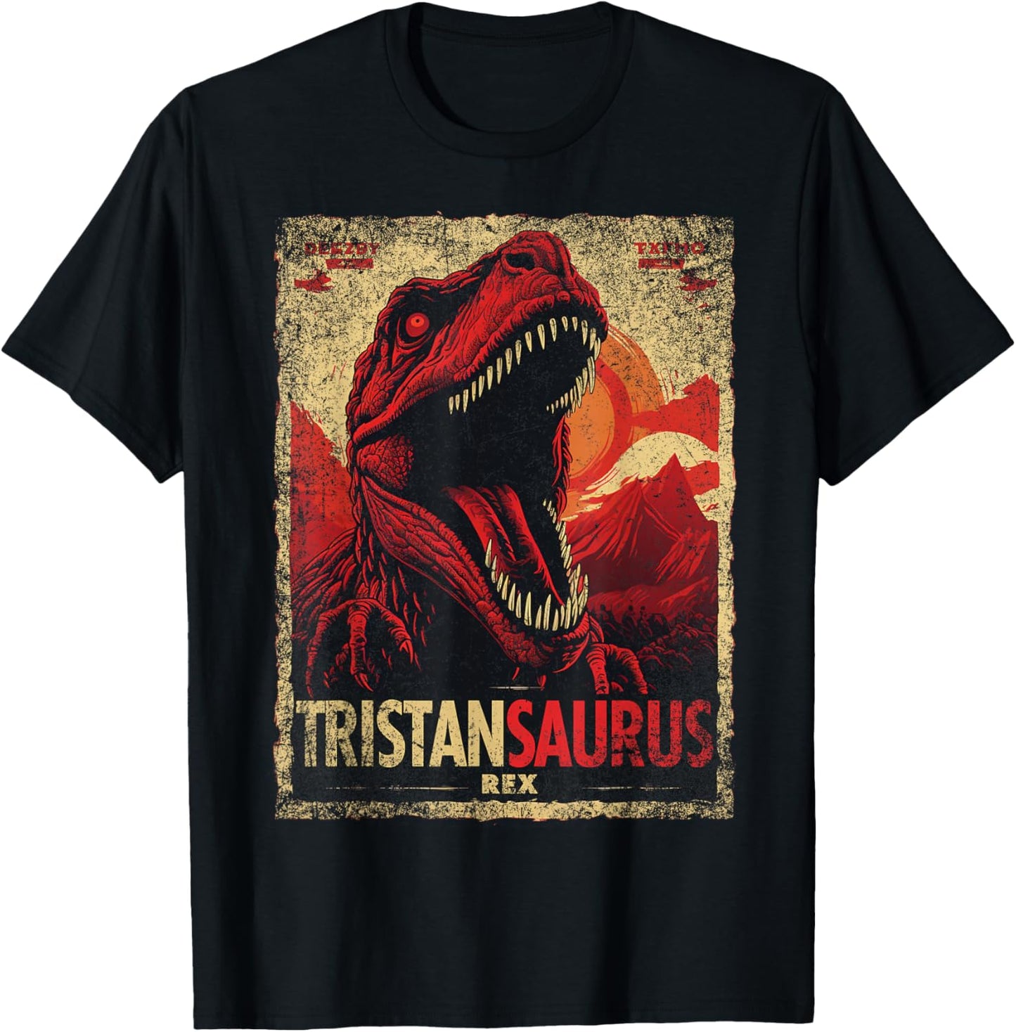 Tristan Saurus Funny Personalized Dinosaur T Rex Name Boy T-Shirt - T-Shirt | Black