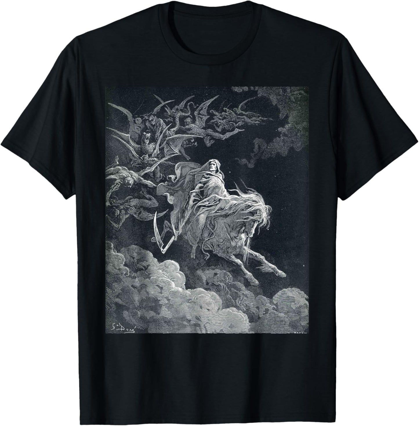 Gustave Dore The Vision of Death Print T-Shirt - T-Shirt | Black