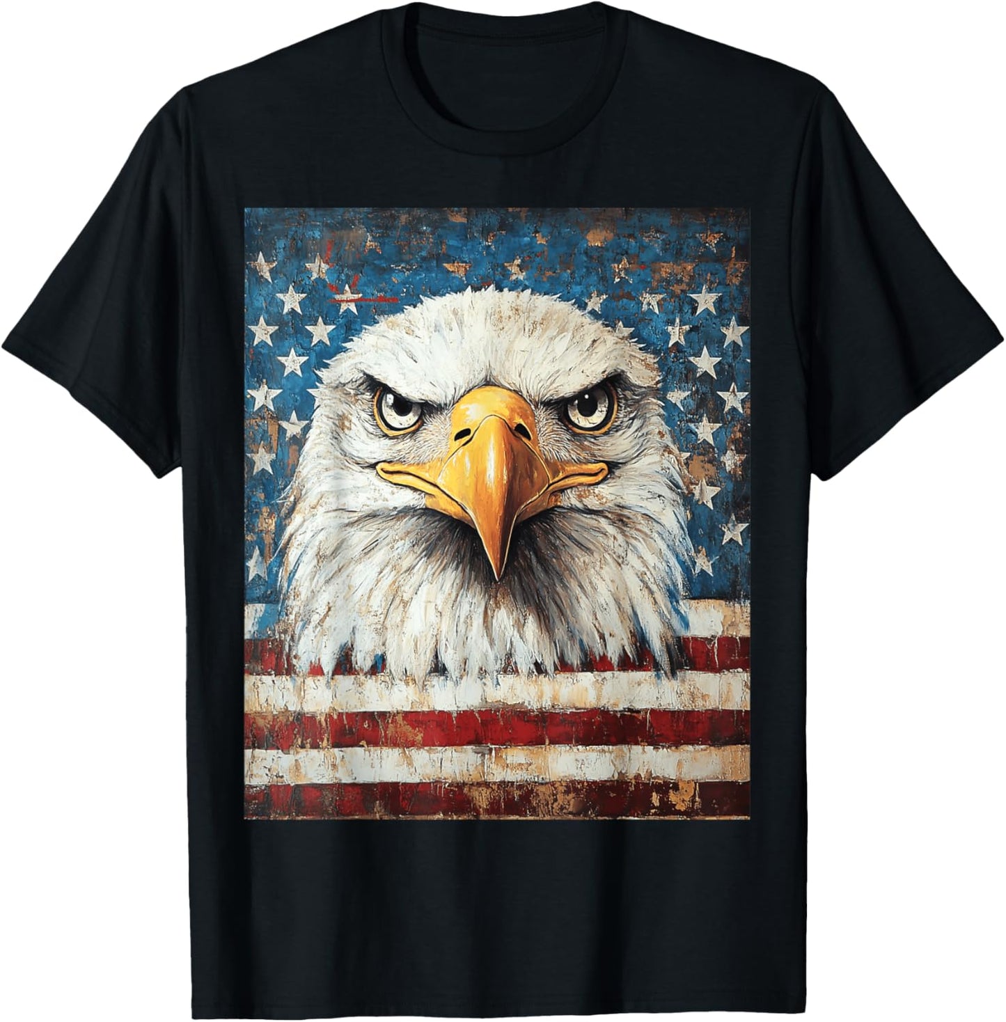 American Bald Eagle USA Flag Patriotic 4th of July Vintage T-Shirt - T-Shirt | Black