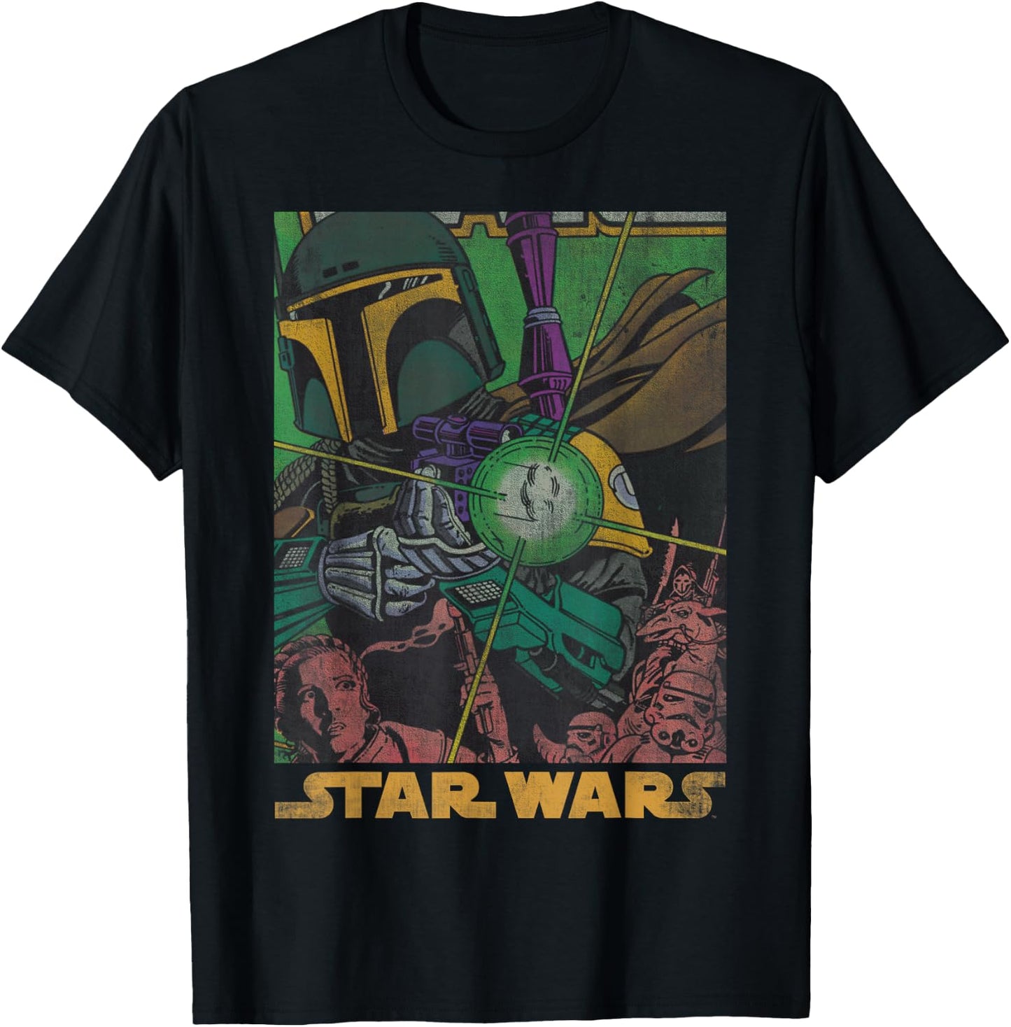 Star Wars Boba Fett Vintage Comic Book T-Shirt - T-Shirt | Black