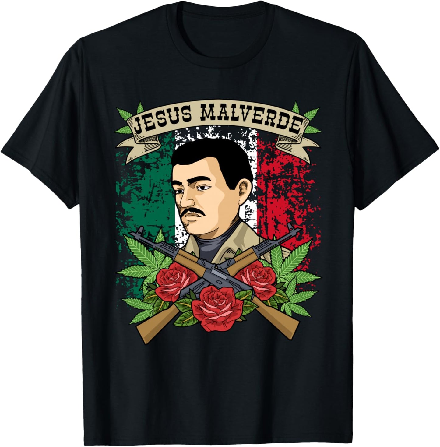 Jesus Malverde Mexico Folk Hero Jesus Malverde T-Shirt - T-Shirt | Black