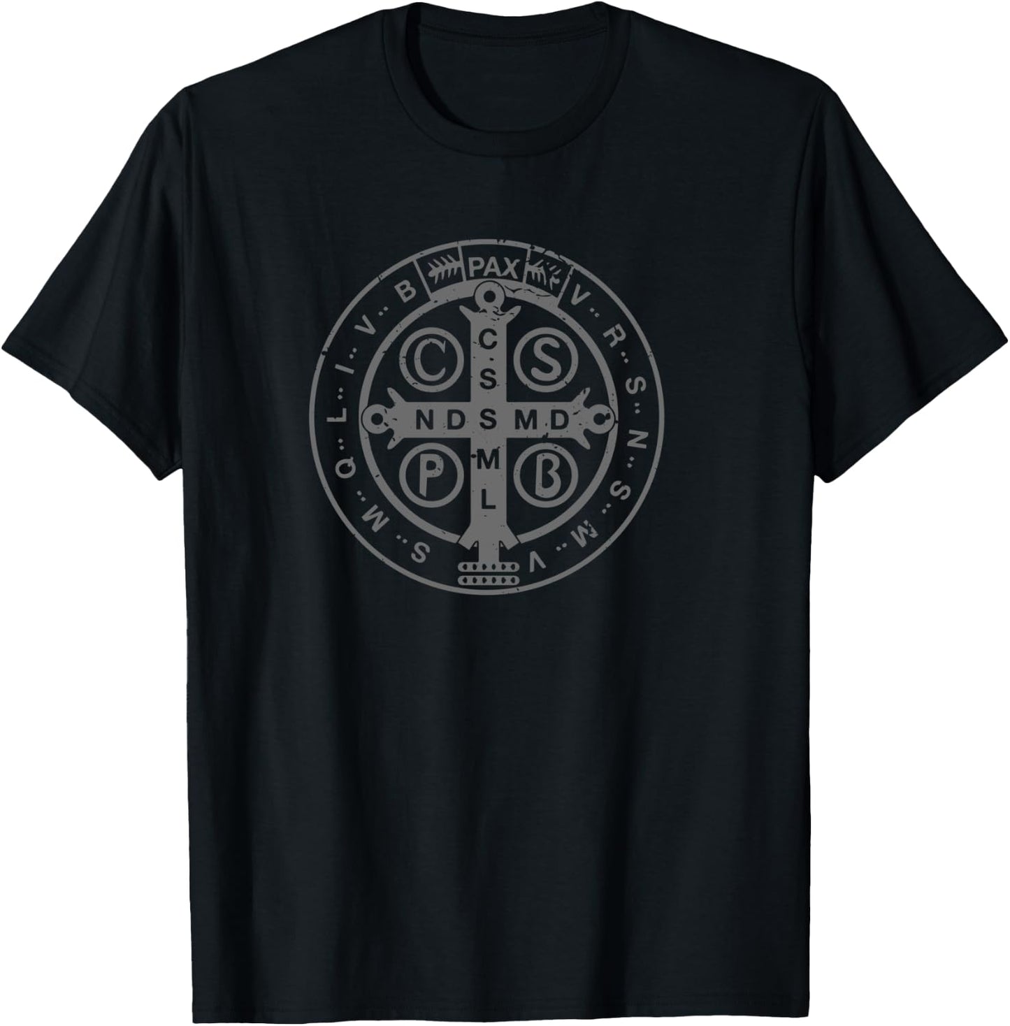 Religious Catholic St. Benedict Medal | Christian T-Shirt - T-Shirt | Black