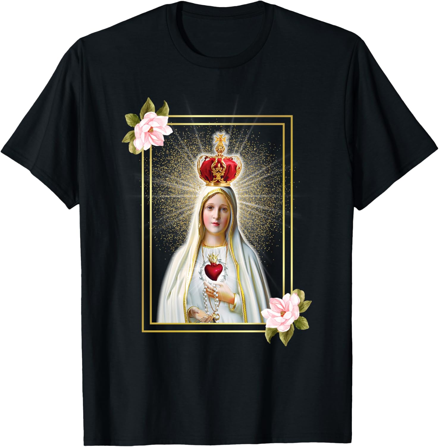 Our Lady of Fatima Immaculate Heart of Blessed Virgin Mary T-Shirt - T-Shirt | Black