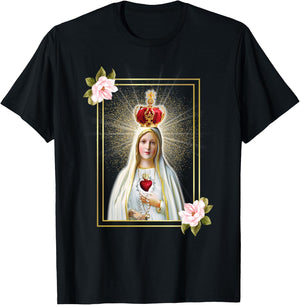 Our Lady of Fatima Immaculate Heart of Blessed Virgin Mary T-Shirt - T-Shirt | Black