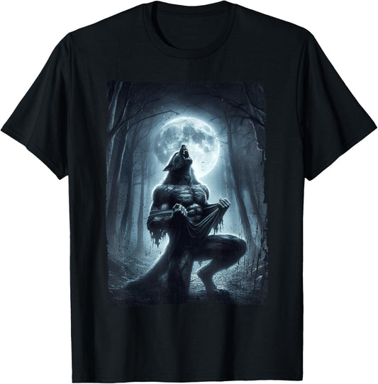 Werewolf Ripping Meme Wolf Howling Wolves Lover T-Shirt - T-Shirt | Black