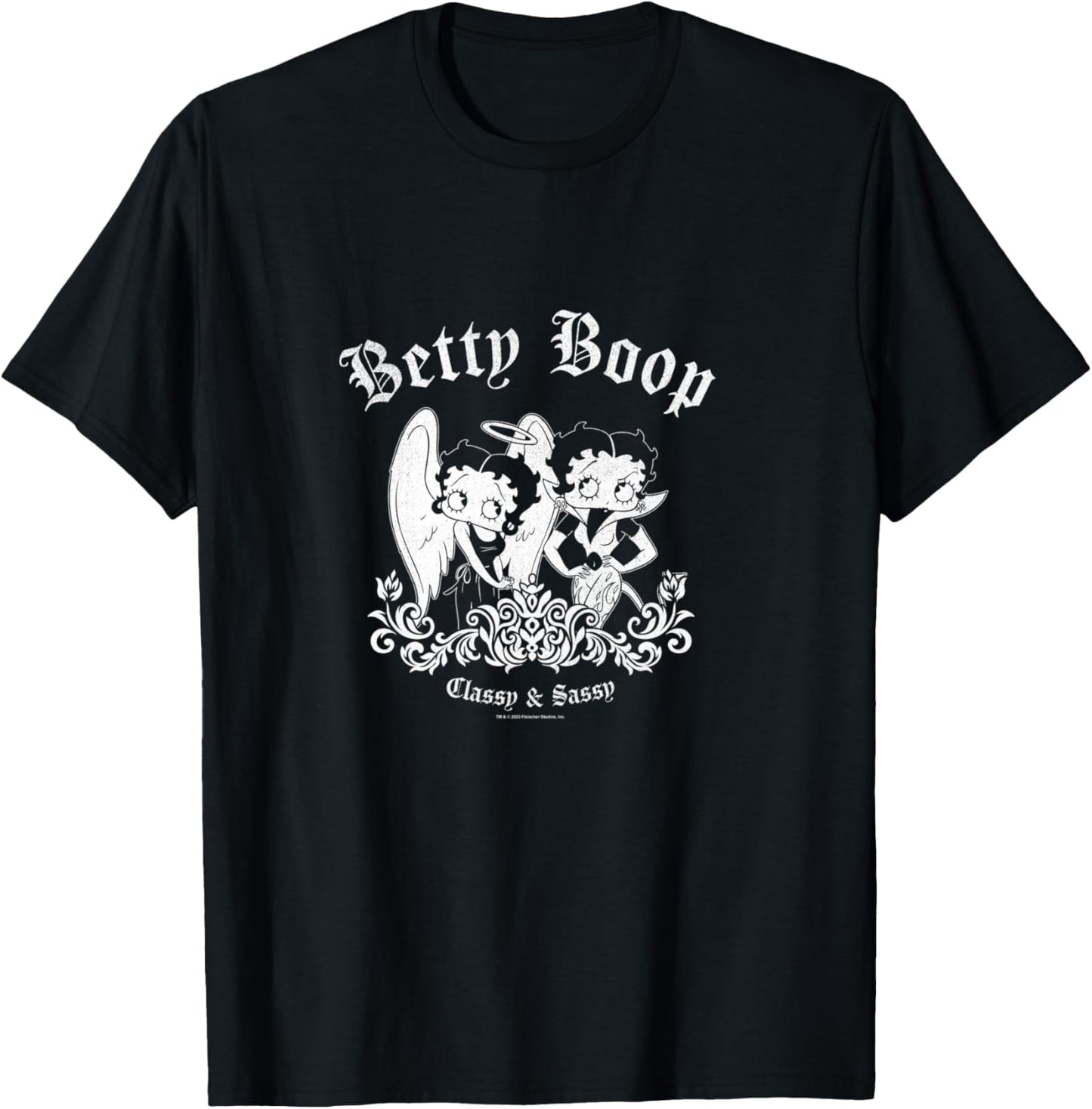 Betty Boop Classy & Sassy Angel & Demon Vintage Logo T-Shirt - T-Shirt | Black