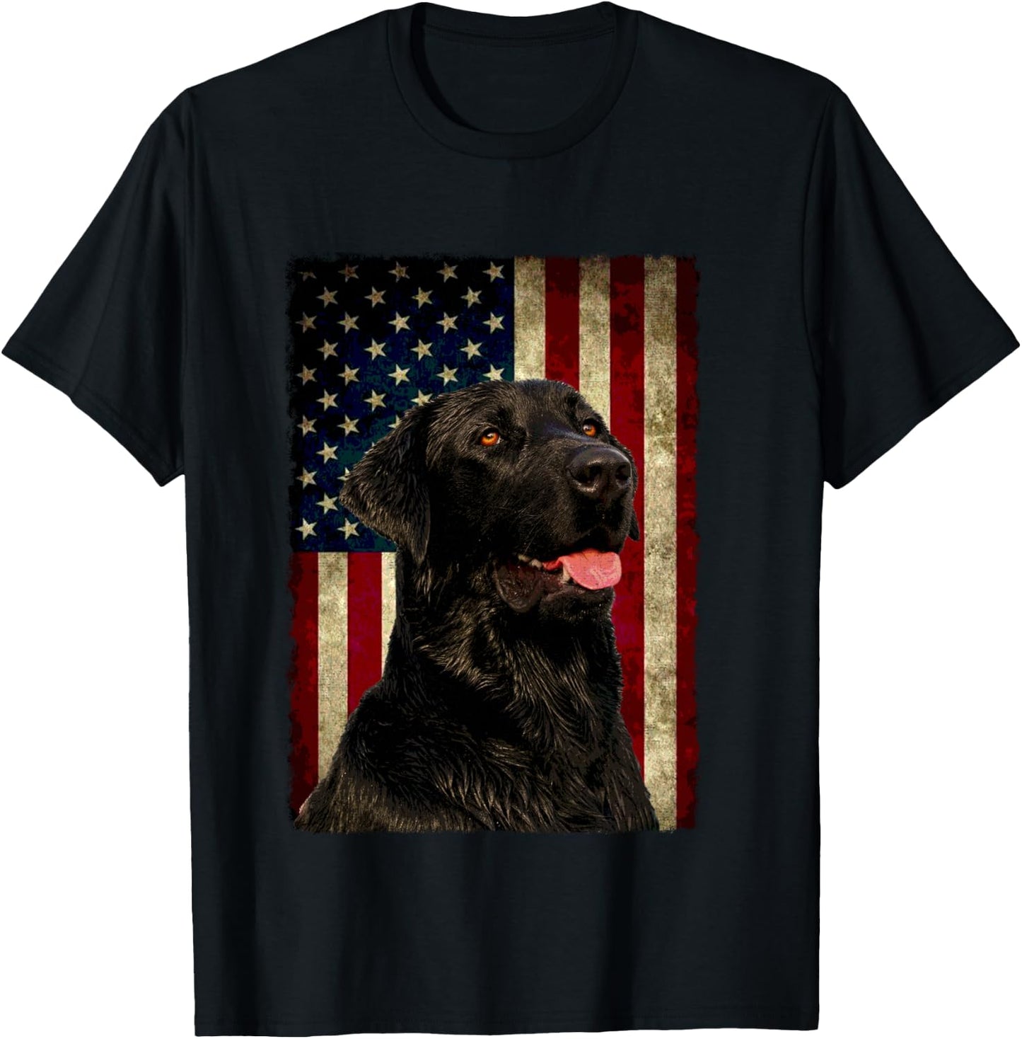 Black Labrador Lab Shirt Gift USA Flag Lab Owner T-Shirt - T-Shirt | Black