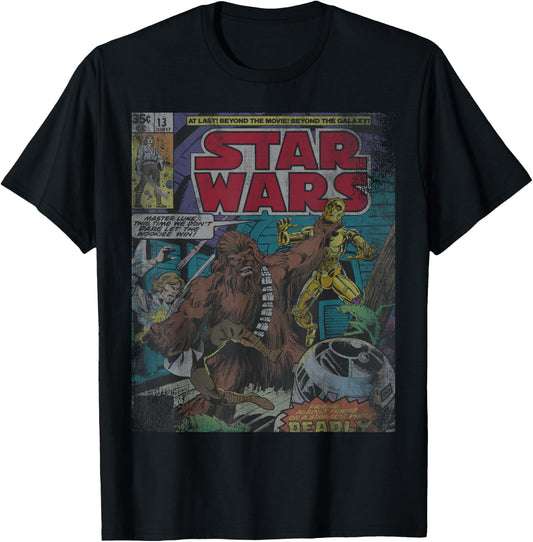 Star Wars Chewbacca Wookiee Win Retro Comic Cover T-Shirt - T-Shirt | Black