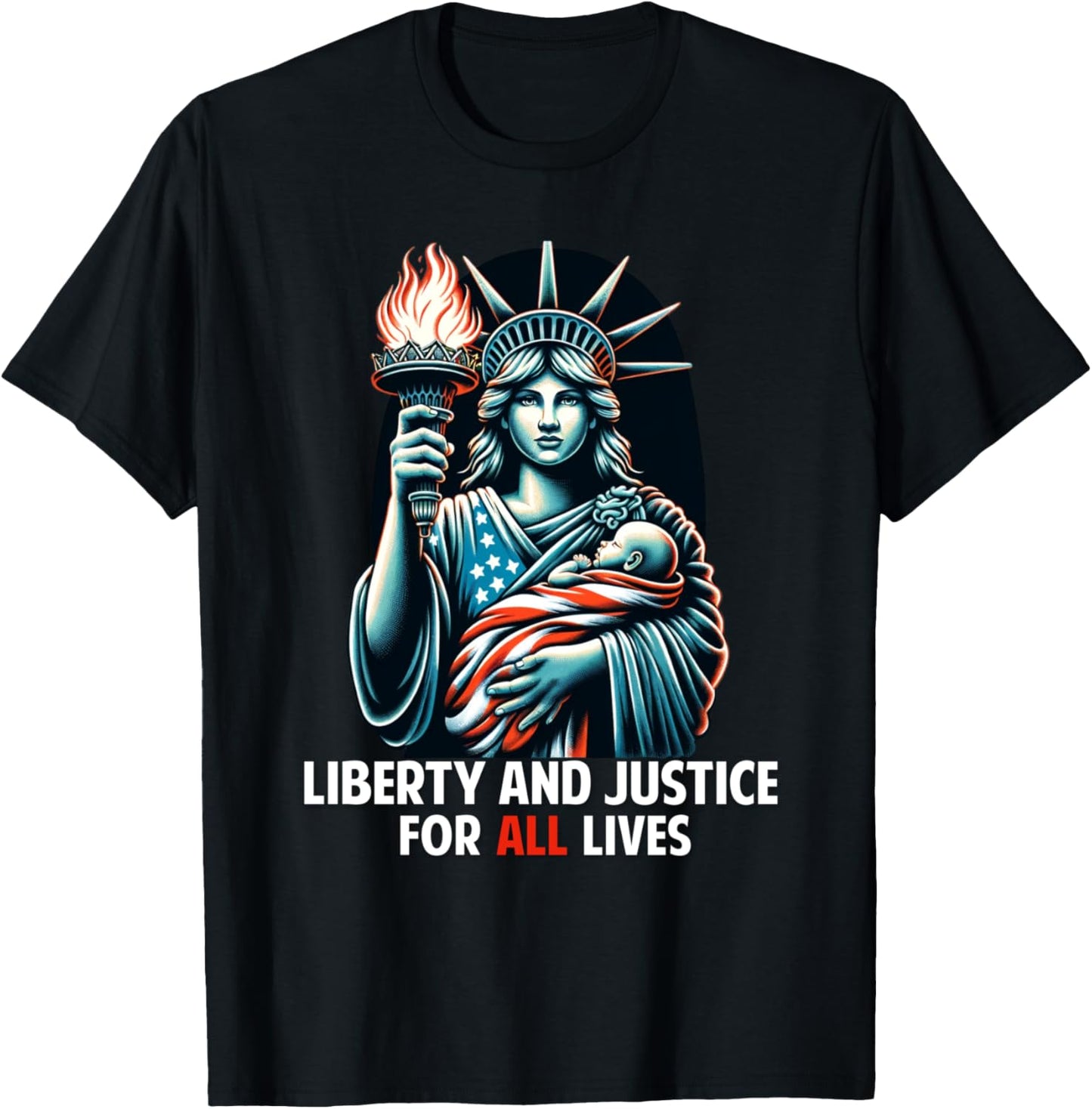 Patriotic American Unborn Lives Matter Pro-Life Catholic T-Shirt - T-Shirt | Black