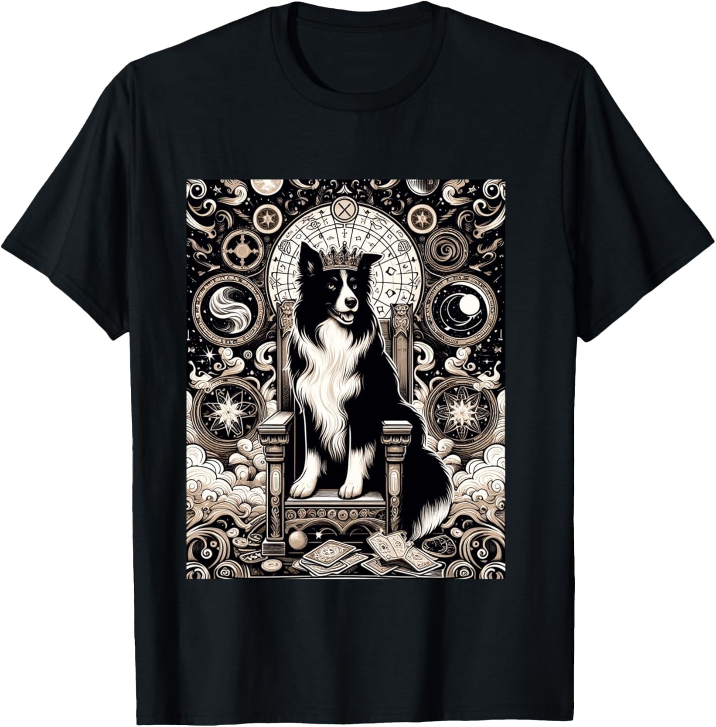 Border Collie tarot card T-Shirt - T-Shirt | Black