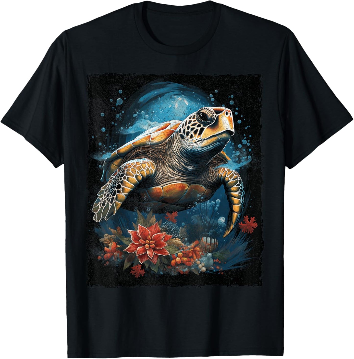 Sea Turtle Christmas T-Shirt - T-Shirt | Black
