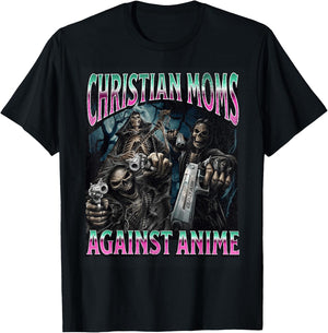 Christian Moms Against Anime Funny Hard Skeleton Meme T-Shirt - T-Shirt | Black