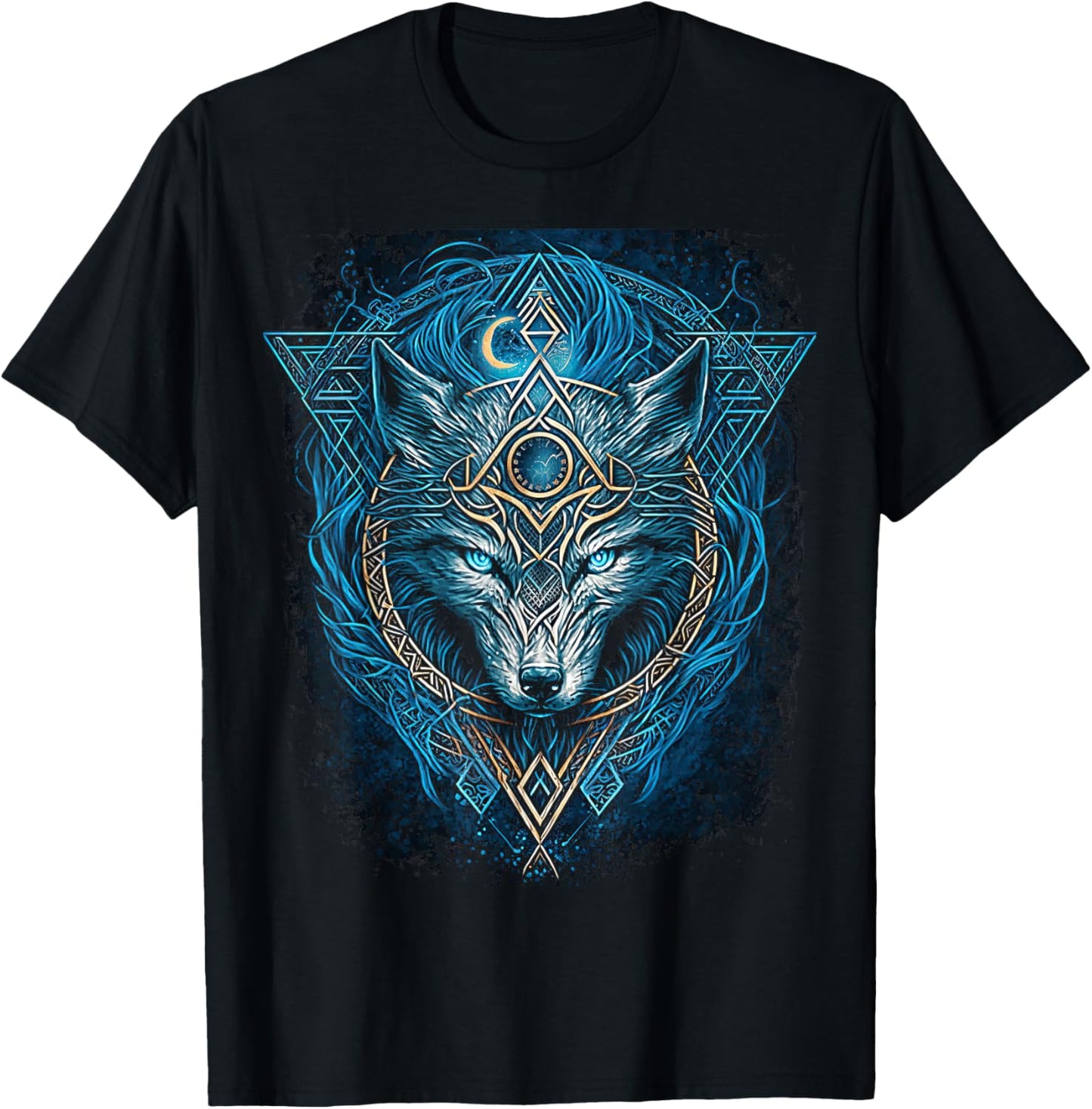 Odins Wolf Viking Norse Runes Nordmann Mythology T-Shirt - T-Shirt | Black