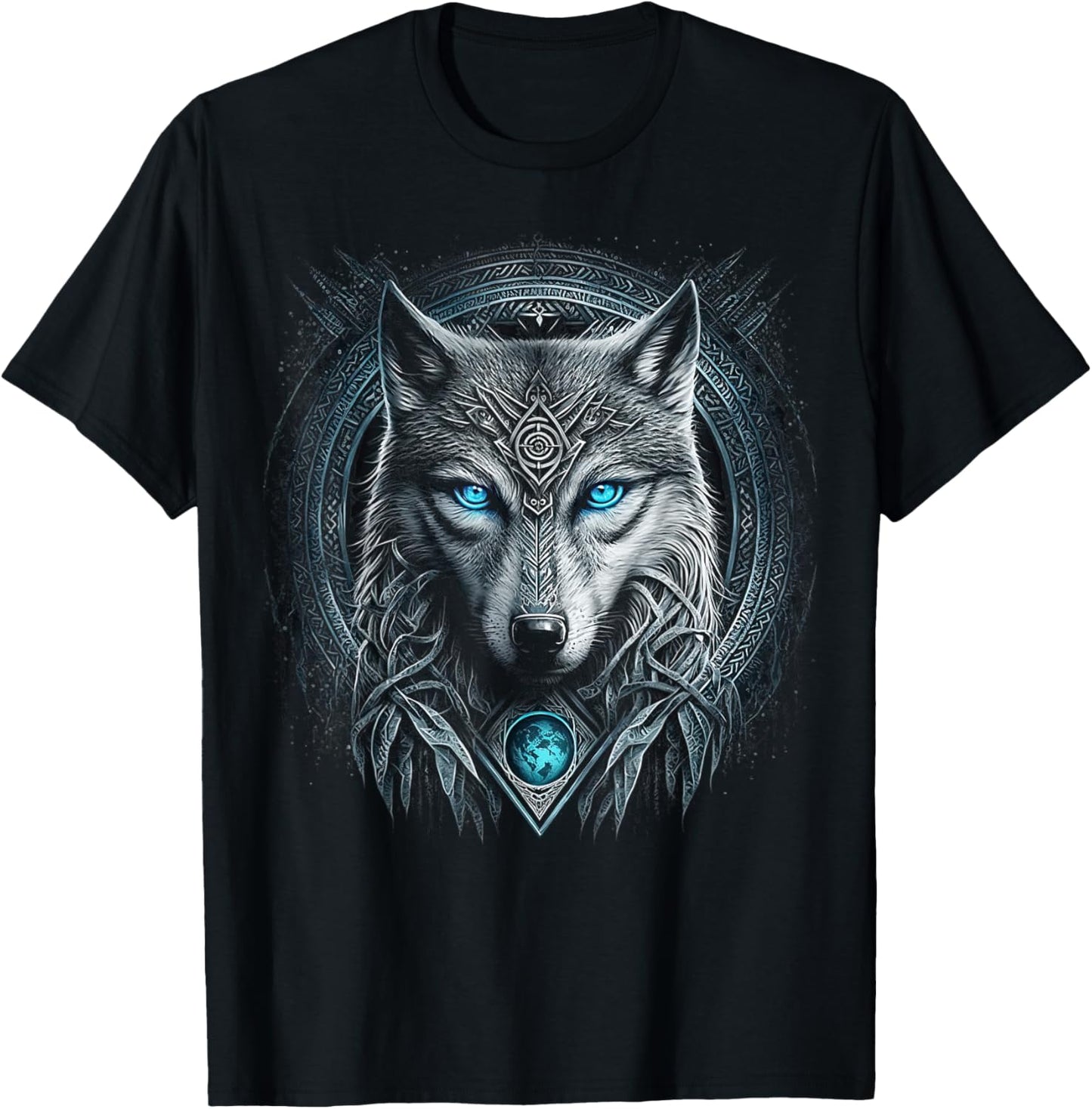 Odins Wolf Viking Norse Runes Nordmann Mythology T-Shirt - T-Shirt | Black