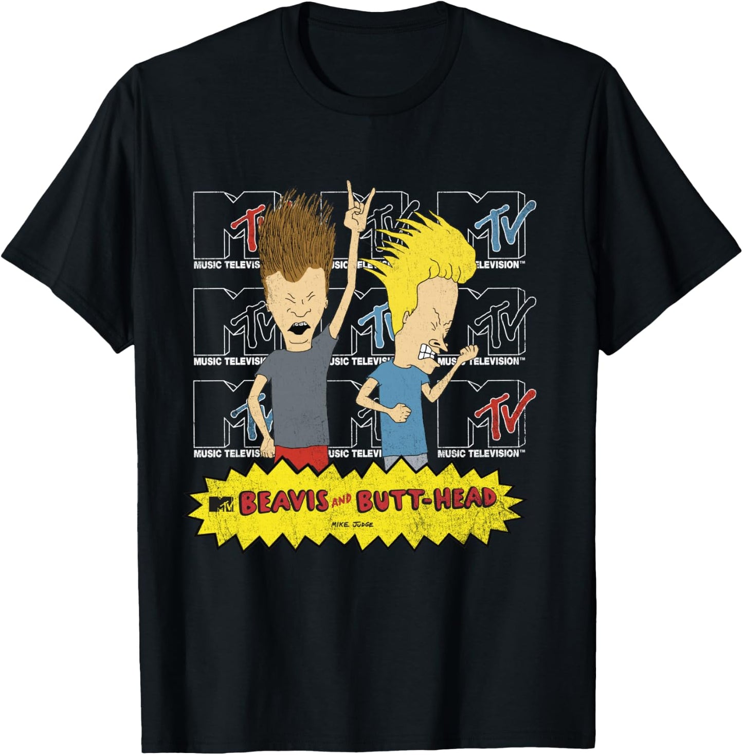 MTV Logo Stacked Beavis and Butt-Head T-Shirt - T-Shirt | Black