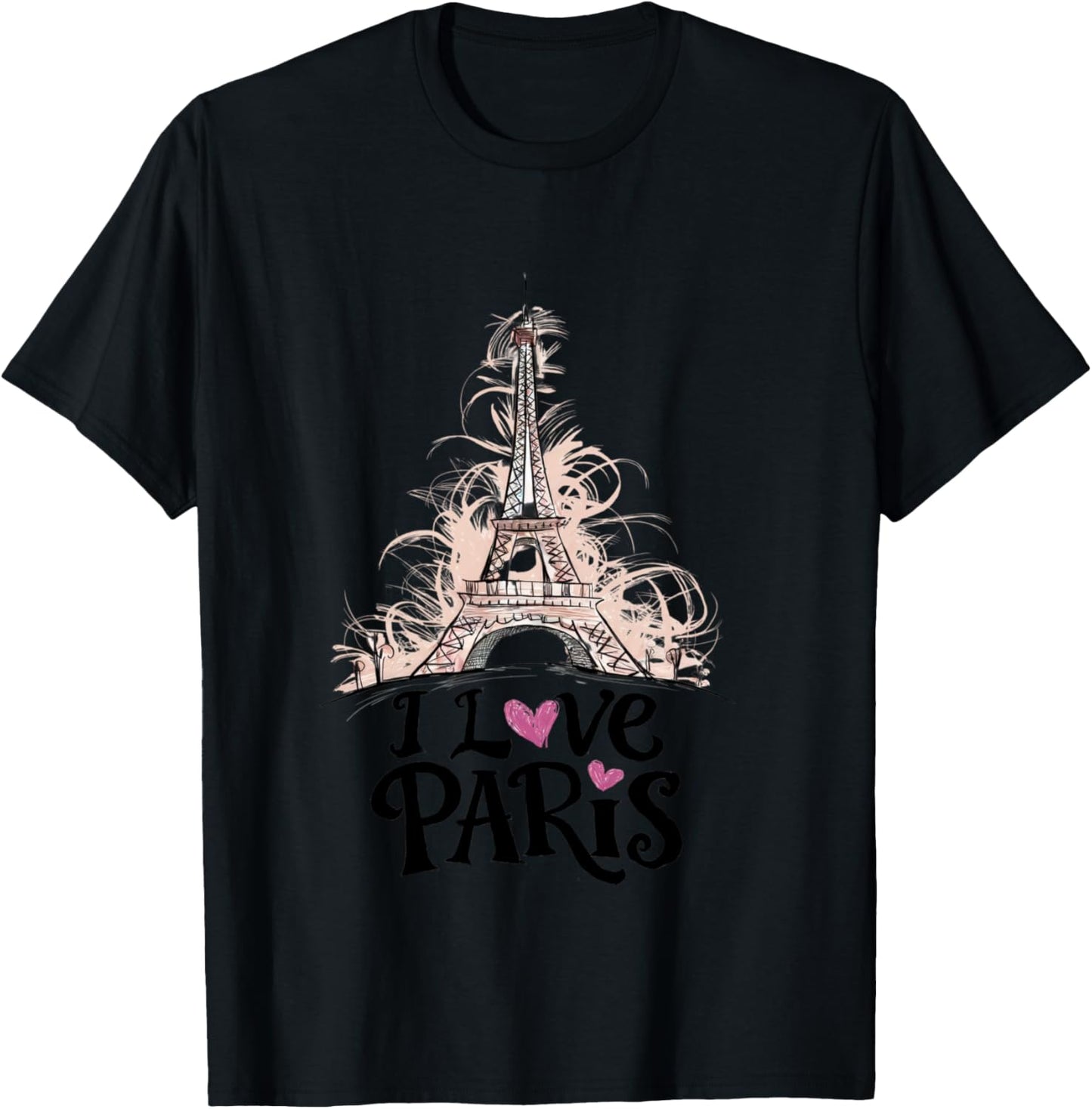 Eiffel Tower Paris Holiday France Souvenir Women Girls , grey, S T-Shirt - T-Shirt | Black