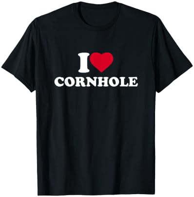 I Love Heart Cornhole Lover Player Corn Hole T-Shirt - T-Shirt | Black