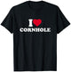 I Love Heart Cornhole Lover Player Corn Hole T-Shirt - T-Shirt | Black