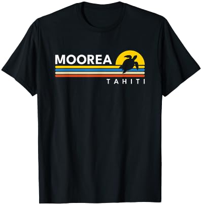 Moorea Tahiti Turtle Vintage Retro Souvenirs T-Shirt - T-Shirt | Black