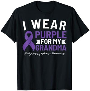 I Wear Purple For My Grandma Hodgkin's Lymphoma Awareness T-Shirt - T-Shirt | Black