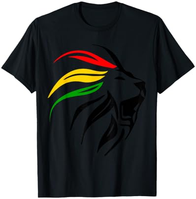 Lion Of Judah, Reggae Lion, Red Gold And Green Lion, Jah T-Shirt - T-Shirt | Black