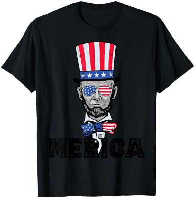 4th of July Abe Lincoln Merica BZR Funny Kids T-Shirt - T-Shirt | Black