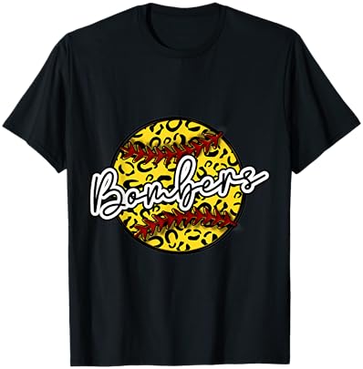 BOMBERS Leopard Cheetah Softball Team Trendy Cute Womans Top T-Shirt - T-Shirt | Black
