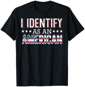 4th July I Identify As American Flag Patriot Men Women Kids T-Shirt - T-Shirt | Black