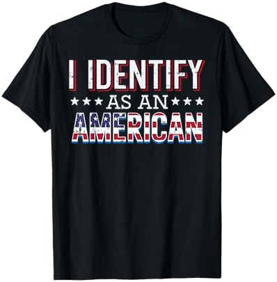 4th July I Identify As American Flag Patriot Men Women Kids T-Shirt - T-Shirt | Black
