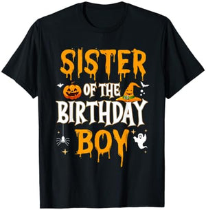 Sister of the Birthday Boy Halloween 1st Birthday Boy T-Shirt - T-Shirt | Black