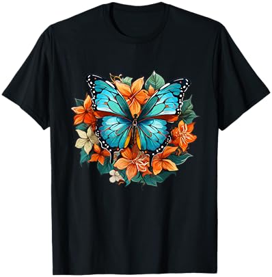 Colorful Butterfly I Flower Butterfly T-Shirt - T-Shirt | Black