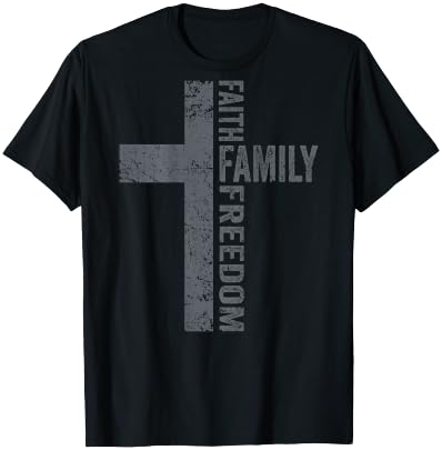 Faith Family & Freedom - Patriotic Christian Cross - ON BACK T-Shirt - T-Shirt | Black